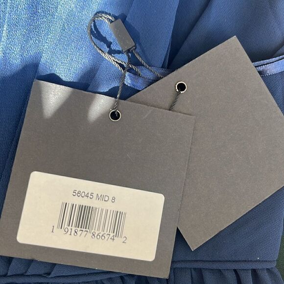 Mac Duggal 58045 BEJEWELED NECKLINE PLEATED CHIFFON GOWN NWT $398 - Picture 5 of 6